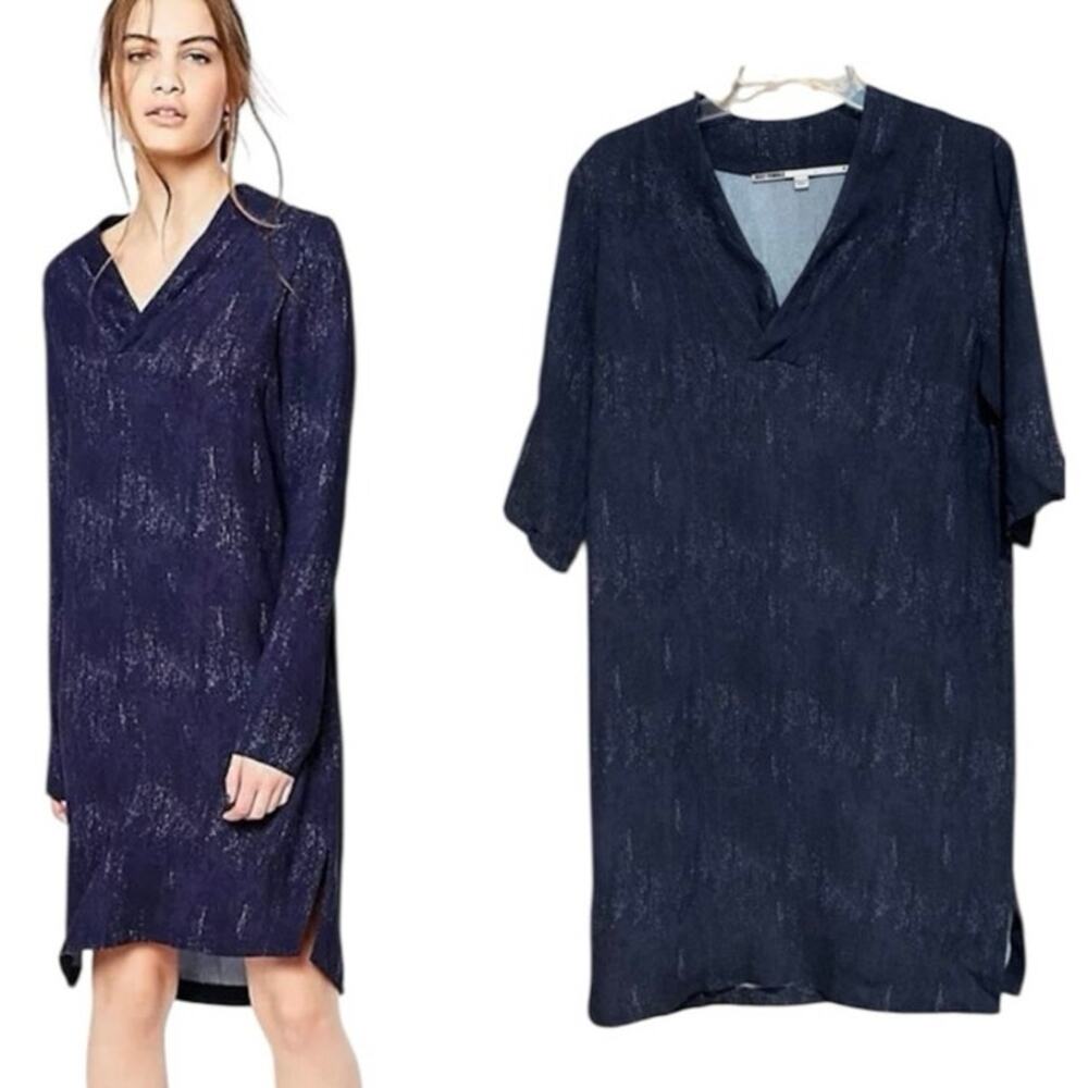 Just Female Night Shimmer‎ Shift Dress - Altered to Short Sleeve - Navy Size M